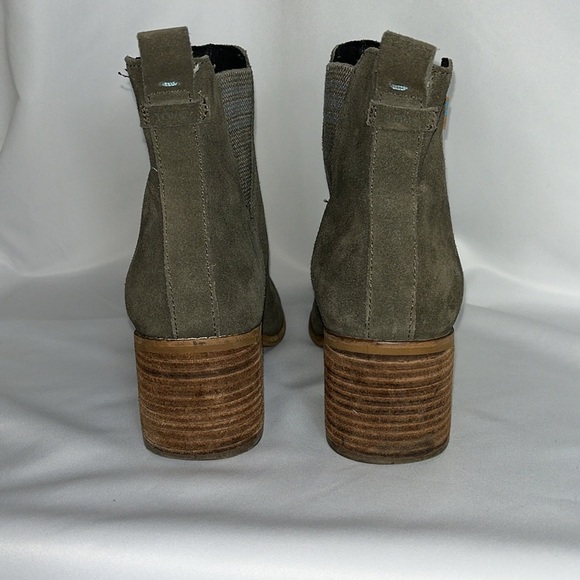 TOM'S Esme stacked heel suede upper ankle boots Sz 8.5 Green - Picture 4 of 8